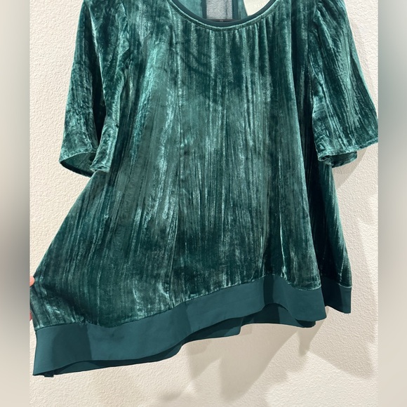 Anthropologie Maeve Green Gem Velvet Oversized Short Sleeve Blouse Top Size S - Picture 7 of 14